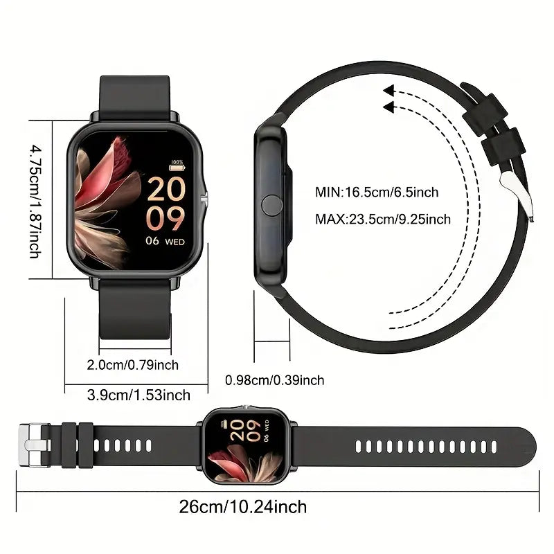 Fashion Touch Screen Smart Watch,Men Women Sports Watch 1.83 Inch with Answer Make Calls Message Reminder Game Bluetooth Music Calculator Stopwatch for Android Ios Wearable IP68 Waterproof Gift for Father Son