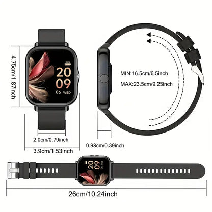 Fashion Touch Screen Smart Watch,Men Women Sports Watch 1.83 Inch with Answer Make Calls Message Reminder Game Bluetooth Music Calculator Stopwatch for Android Ios Wearable IP68 Waterproof Gift for Father Son
