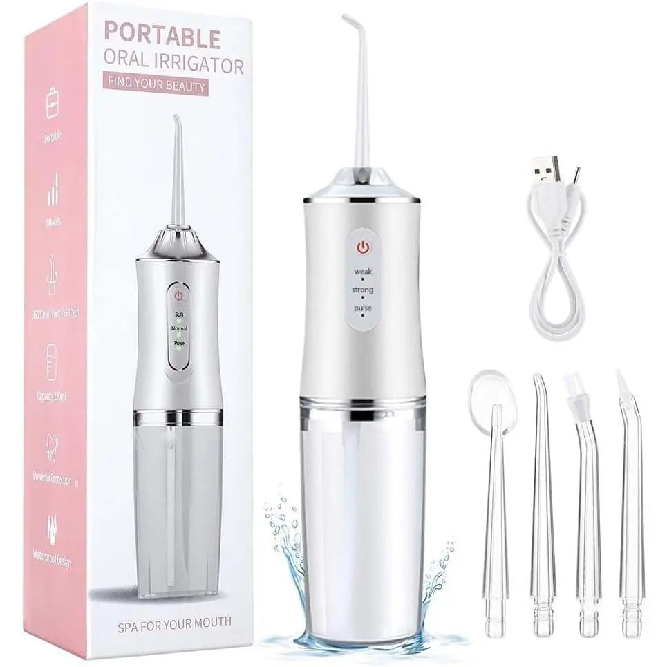 Cordless Water Flosser - Rechargeable Oral Irrigator Cleanser, 4 Nozzles, 80-120PSI Pressure, 45-Day Battery Life, IPX7 Waterproof, 300ML Tank, Teeth Cleaner, Dental Floss Alternative, On-The-Go Use, Ideal Outdoor Gift, Cordless Water Flossers