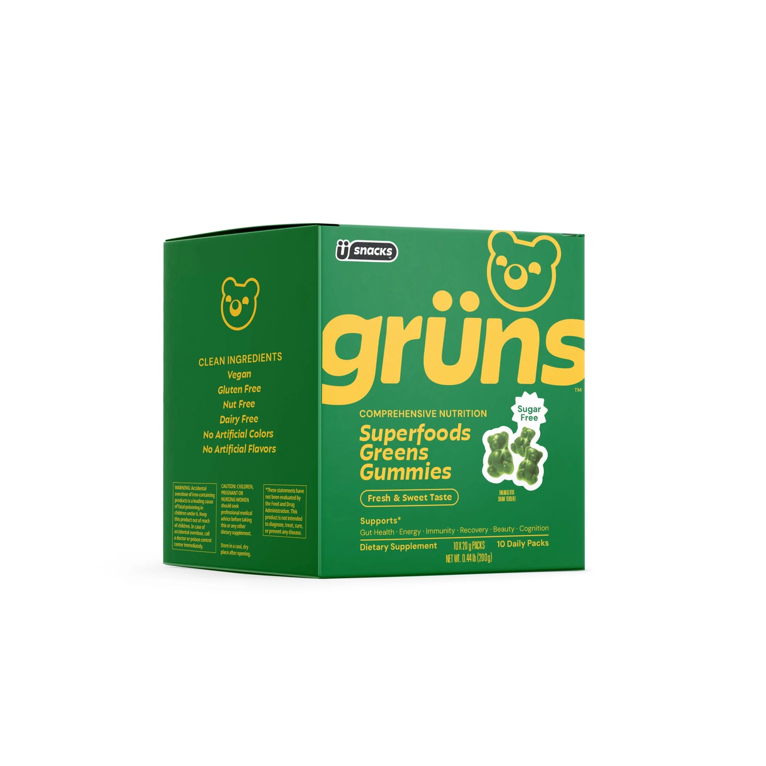Grüns Superfood Greens Gummies: Comprehensive Nutrition Supplement with 60+ Ingredients: Vitamins and Minerals, Prebiotics for Digestive Health, Adaptogens, Chlorophyll, Chlorella, Fruits and Vegetables, Gluten Free, Vegan, Third Party Tested