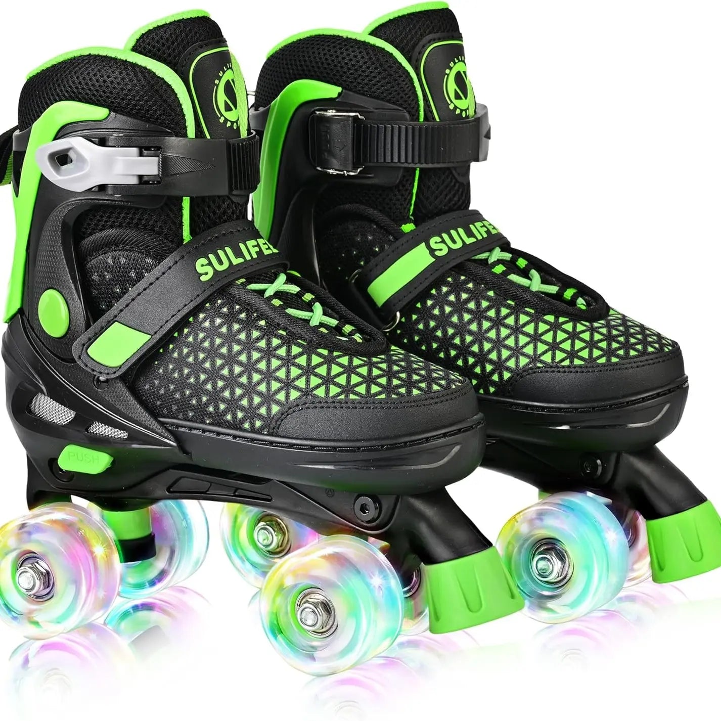 SULIFEEL Roller Skates for Girls Boys Kids,4 Sizes Adjustable Quad Skates with Light up Wheels,Safe Fun Children Skates, Best Gift for Beginners Indoor Outdoor Sports