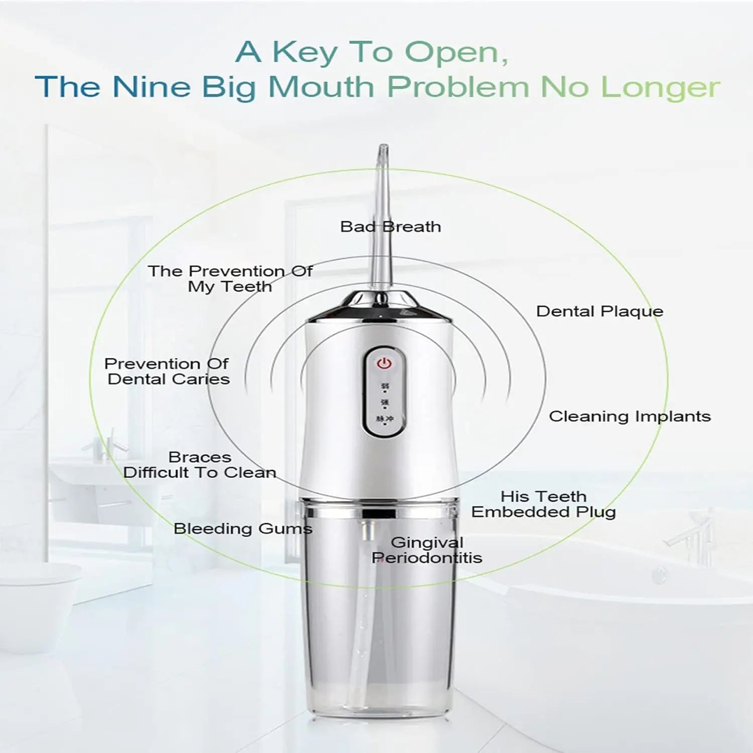 Cordless Water Flosser - Rechargeable Oral Irrigator Cleanser, 4 Nozzles, 80-120PSI Pressure, 45-Day Battery Life, IPX7 Waterproof, 300ML Tank, Teeth Cleaner, Dental Floss Alternative, On-The-Go Use, Ideal Outdoor Gift, Cordless Water Flossers