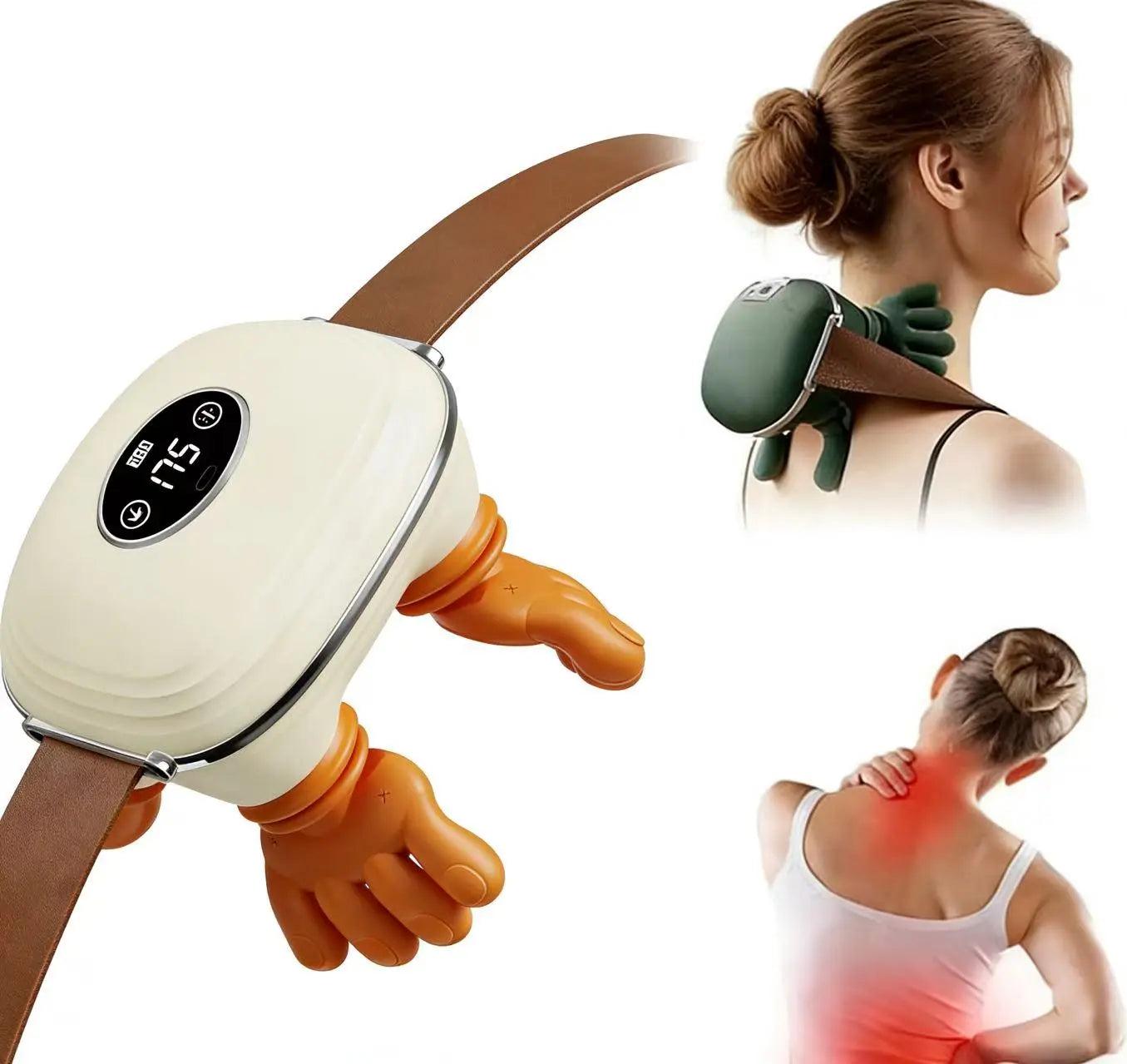 Heated Shoulder Massager, Deep Tissue Massage to Relieve Pain; Electric Cervical Massager Bionic Hand Heating Wireless Portable 3D Kneading Hands Unisex Lightweight & Adjustable Speed Settings