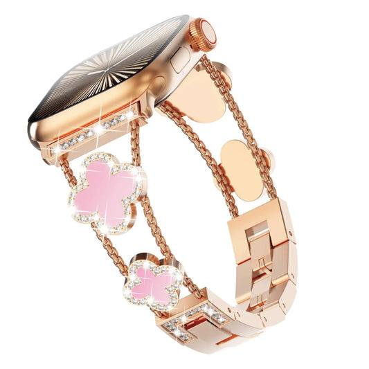 Casing Bee Blossom Radiance Stainless Steel Watch Band for Smart Watch, Bracelet Wristband Compatible with Smart Watch Series Wearable Luxury
