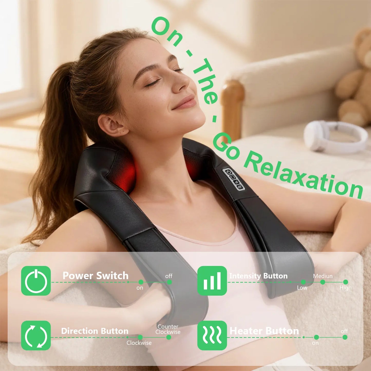 Shiatsu Back and Neck Massager, Back Massager Deep Tissue Kneading Neck and Shoulder Massage with Heat, Electric Massage Pillow Mother Day Gift Ideas