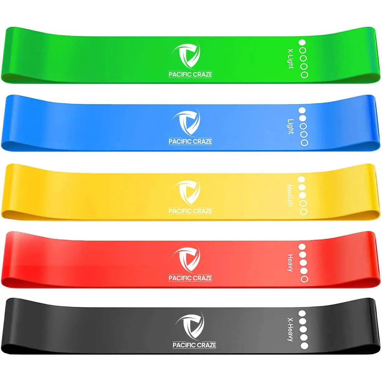 Pro Resistance Bands Set of 5 - Long Rubber Band for Home, Gym, and Physical Therapy with Glute Extension Instruction Guide