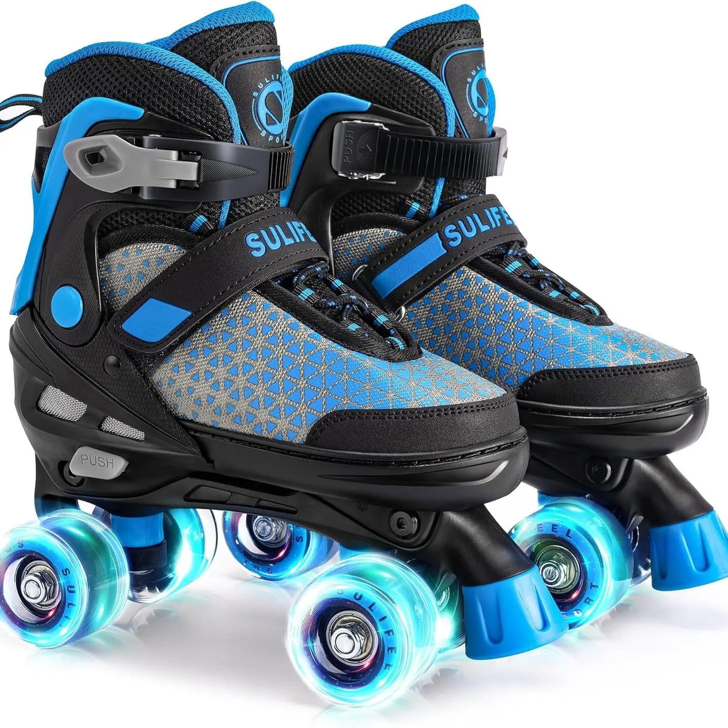 SULIFEEL Roller Skates for Girls Boys Kids,4 Sizes Adjustable Quad Skates with Light up Wheels,Safe Fun Children Skates, Best Gift for Beginners Indoor Outdoor Sports