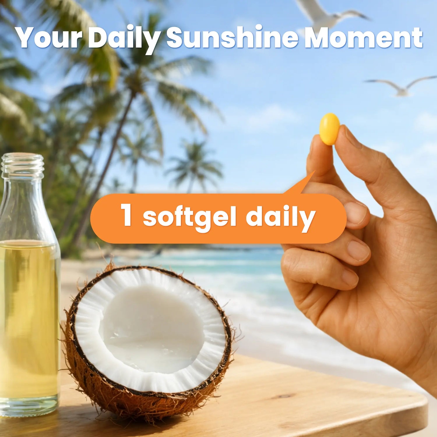 VEV Corefeel Vitamin D3 K2 10000 IU, 300 Virgin Coconut Oil Softgels, 2 in 1 Vitamins Supplement D & K, Dietary Supplemental Pack, Mothersdaygift, Summervibes
