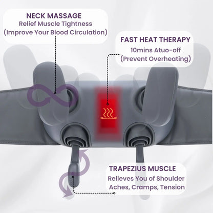 Neck Massager for Pain Relief Deep Tissue, Cordless Neck and Shoulder Massager with Soothing Heat, Rechargeable Portable Hand-Free Design