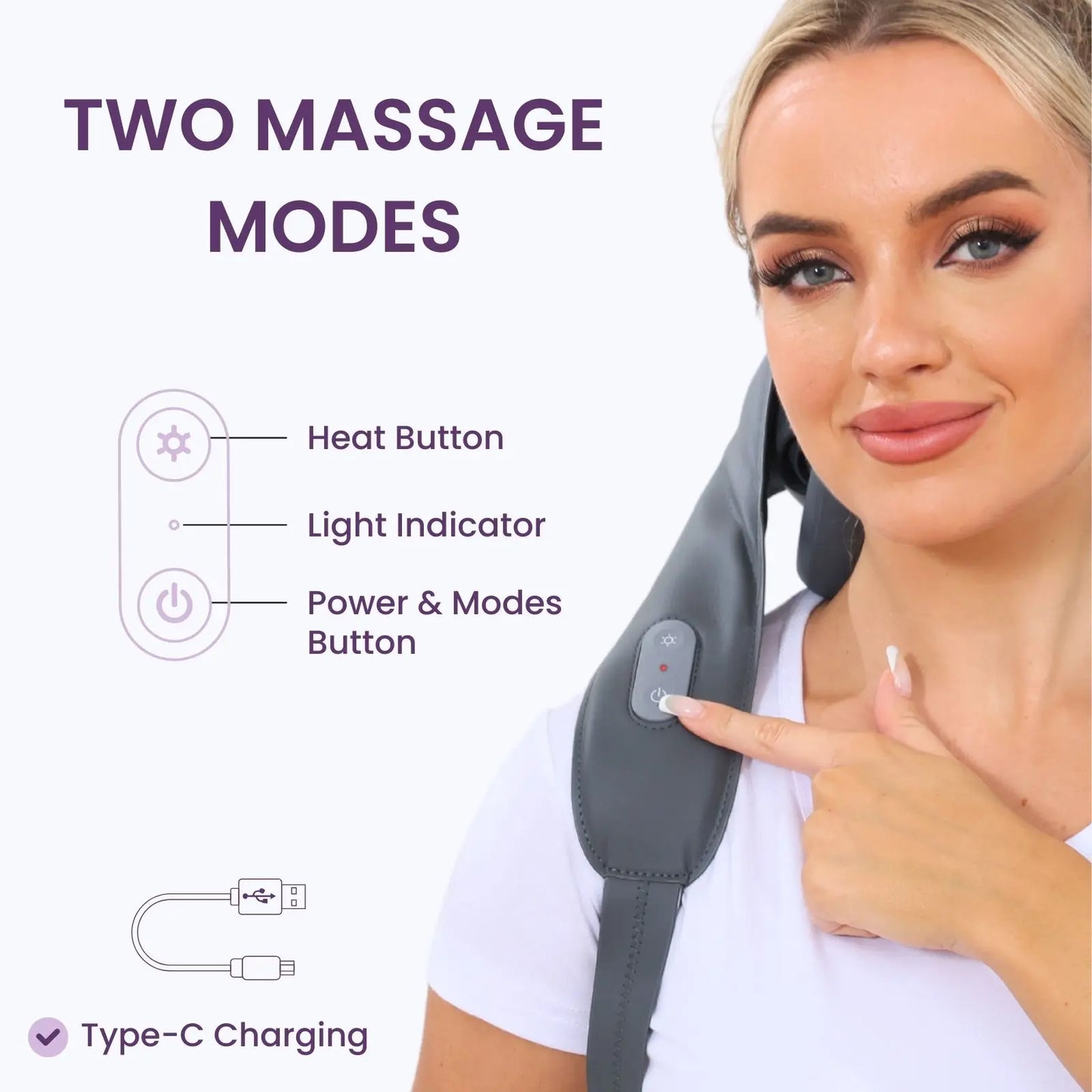 Neck Massager for Pain Relief Deep Tissue, Cordless Neck and Shoulder Massager with Soothing Heat, Rechargeable Portable Hand-Free Design