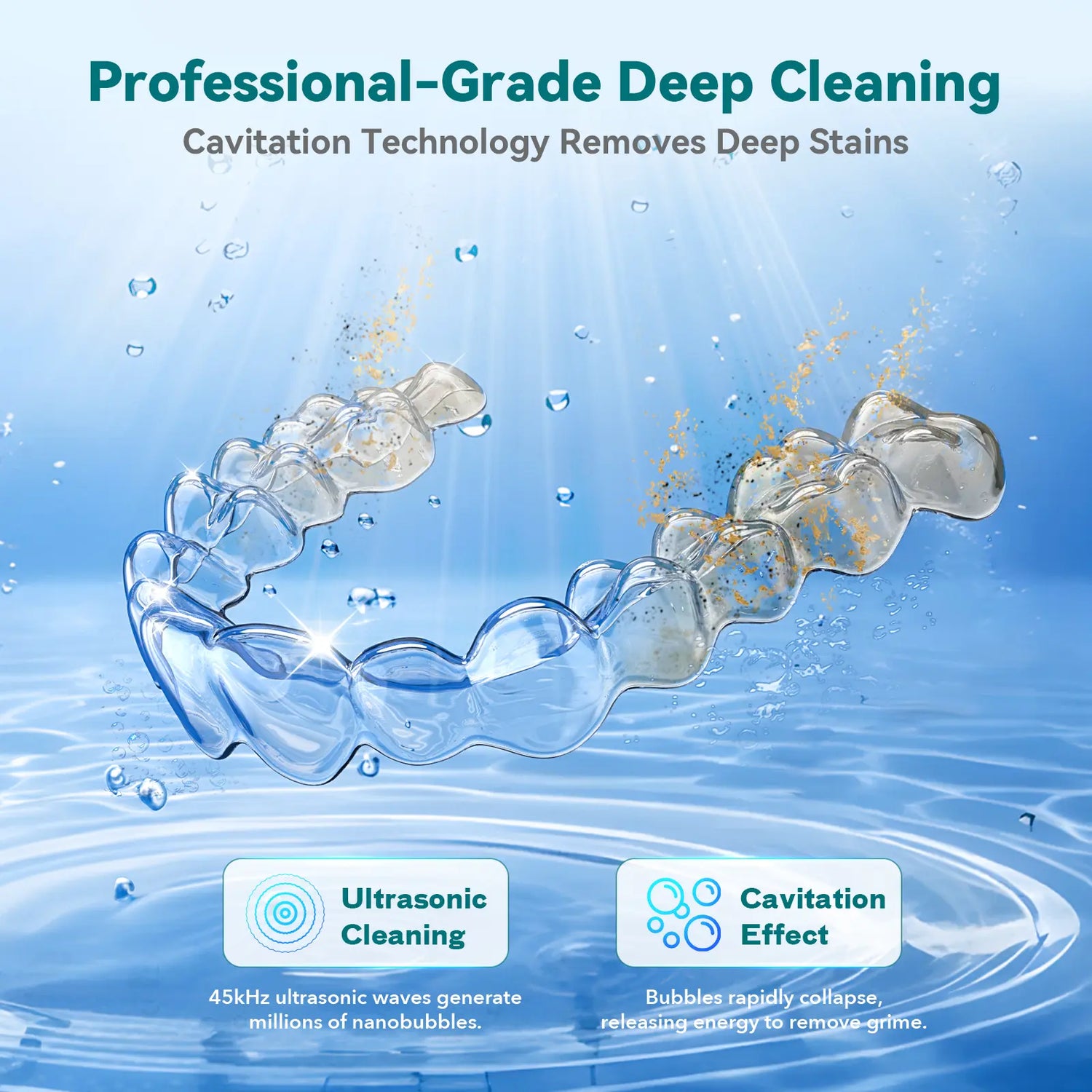 Upgraded Ultrasonic Retainer Cleaner Machine 48Khz, Dental Cleaning Pod, Ultrasonic Retainer Cleaner for Dentures, Aligners, Mouth Guards, Night Guards, Toothbrush Heads and Jewelry with 200ML Capacity