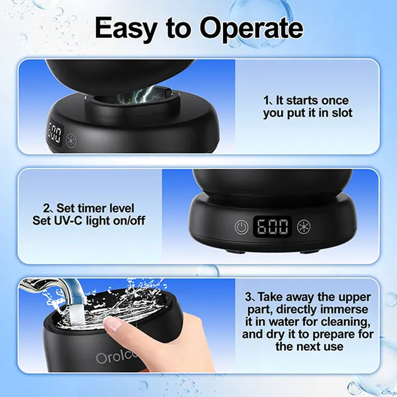Ultrasonic UV Dentures Cleaner , 42 Khz Ultrasonic Retainers Cleaner Cleaning with 3 Time Modes & UV-C Light, Portable Dental Cleaner for Oral Care Appliances