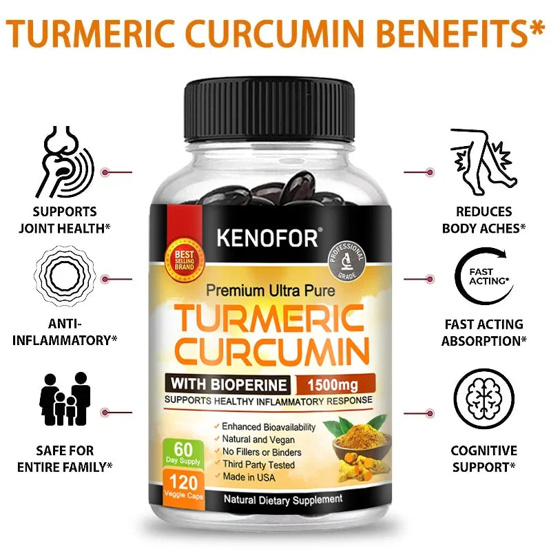 Curcumin Antioxidant - Helps Reduce Post-Exercise Inflammation and Supports Joint Health, Non-Gmo, Gluten-Free