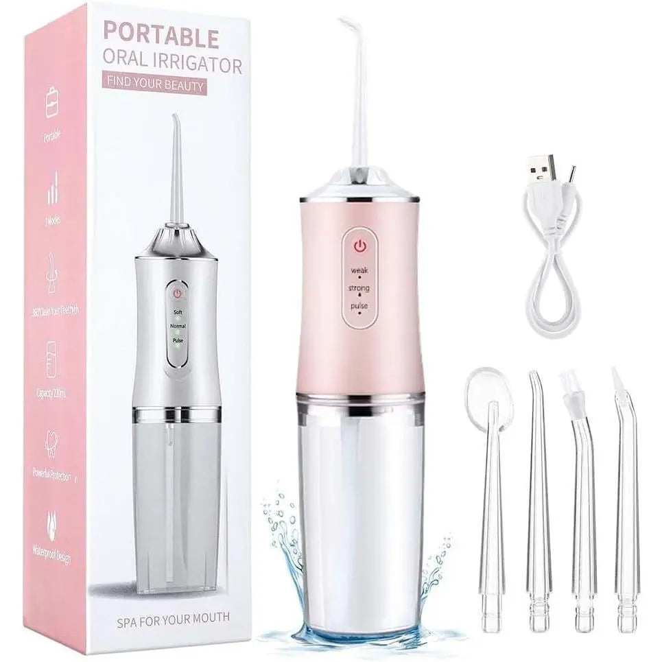 Cordless Water Flosser - Rechargeable Oral Irrigator Cleanser, 4 Nozzles, 80-120PSI Pressure, 45-Day Battery Life, IPX7 Waterproof, 300ML Tank, Teeth Cleaner, Dental Floss Alternative, On-The-Go Use, Ideal Outdoor Gift, Cordless Water Flossers