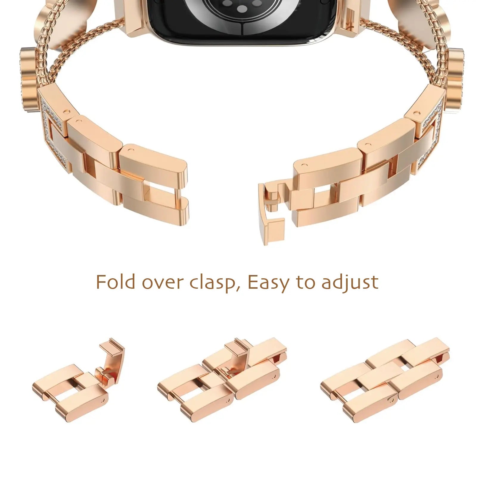 Casing Bee Blossom Radiance Stainless Steel Watch Band for Smart Watch, Bracelet Wristband Compatible with Smart Watch Series Wearable Luxury