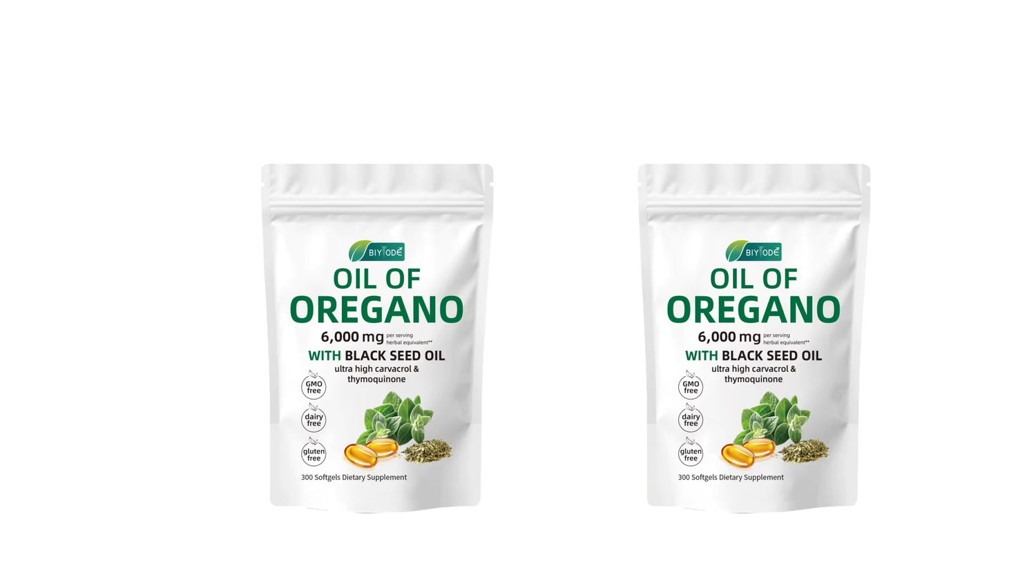 Oil of Oregano 300 Softgels 6000Mg per Serving with Black Seed Oil - Natural Antioxidants for Fitness Nutritional Support