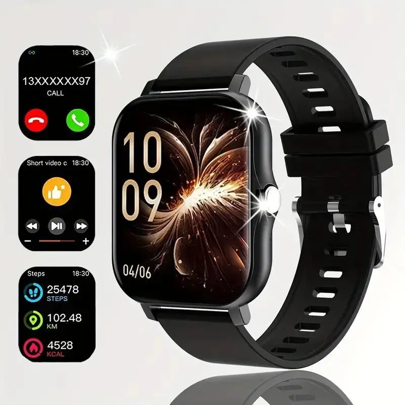 Fashion Touch Screen Smart Watch,Men Women Sports Watch 1.83 Inch with Answer Make Calls Message Reminder Game Bluetooth Music Calculator Stopwatch for Android Ios Wearable IP68 Waterproof Gift for Father Son